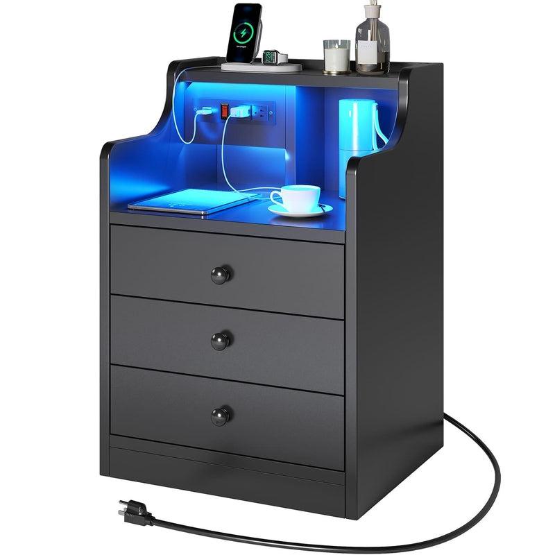 Smart Nightstand with Built-in Charging Station & Storage