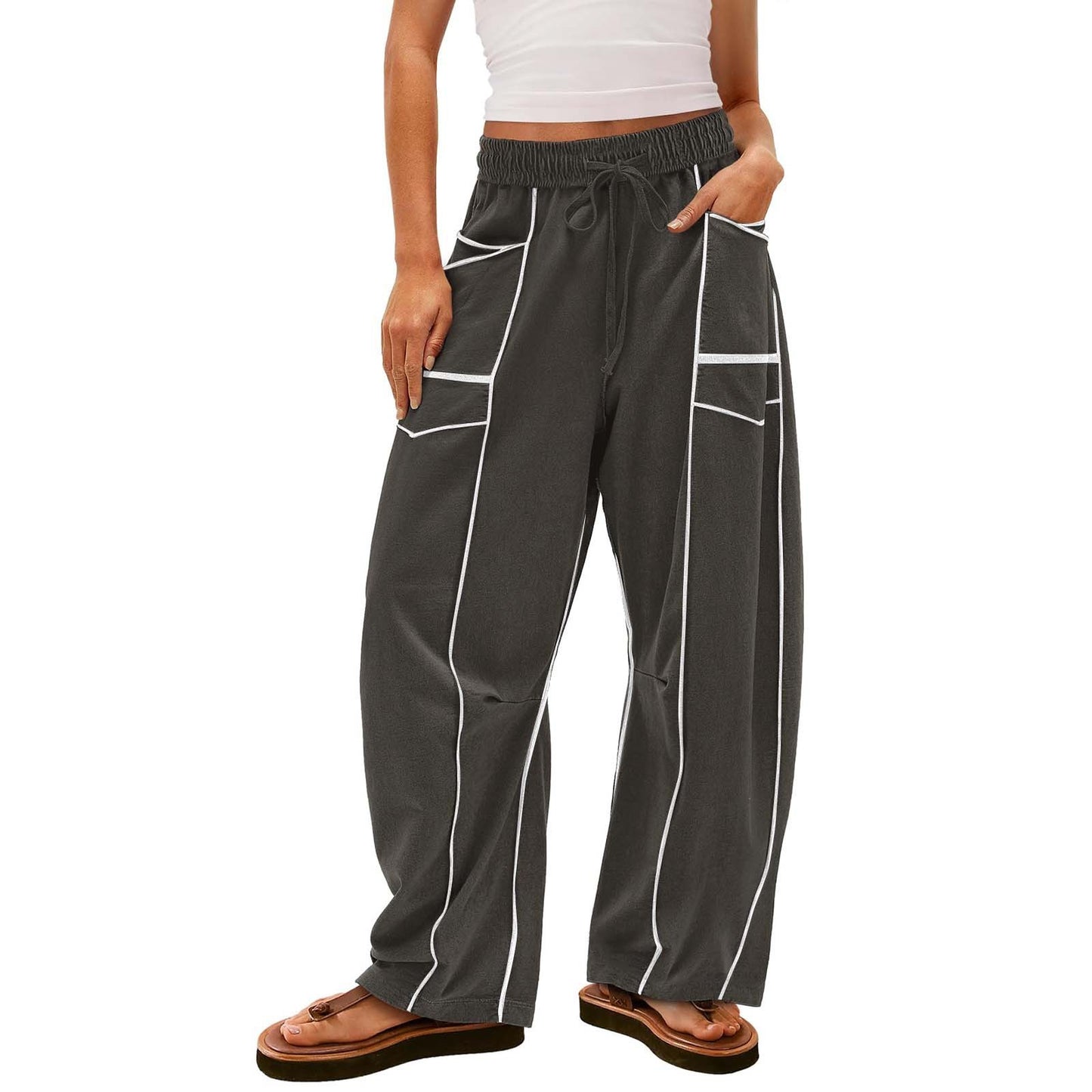 EverrLinked Women's Loose Wide-leg Pants Casual Drawstring Sweatpants