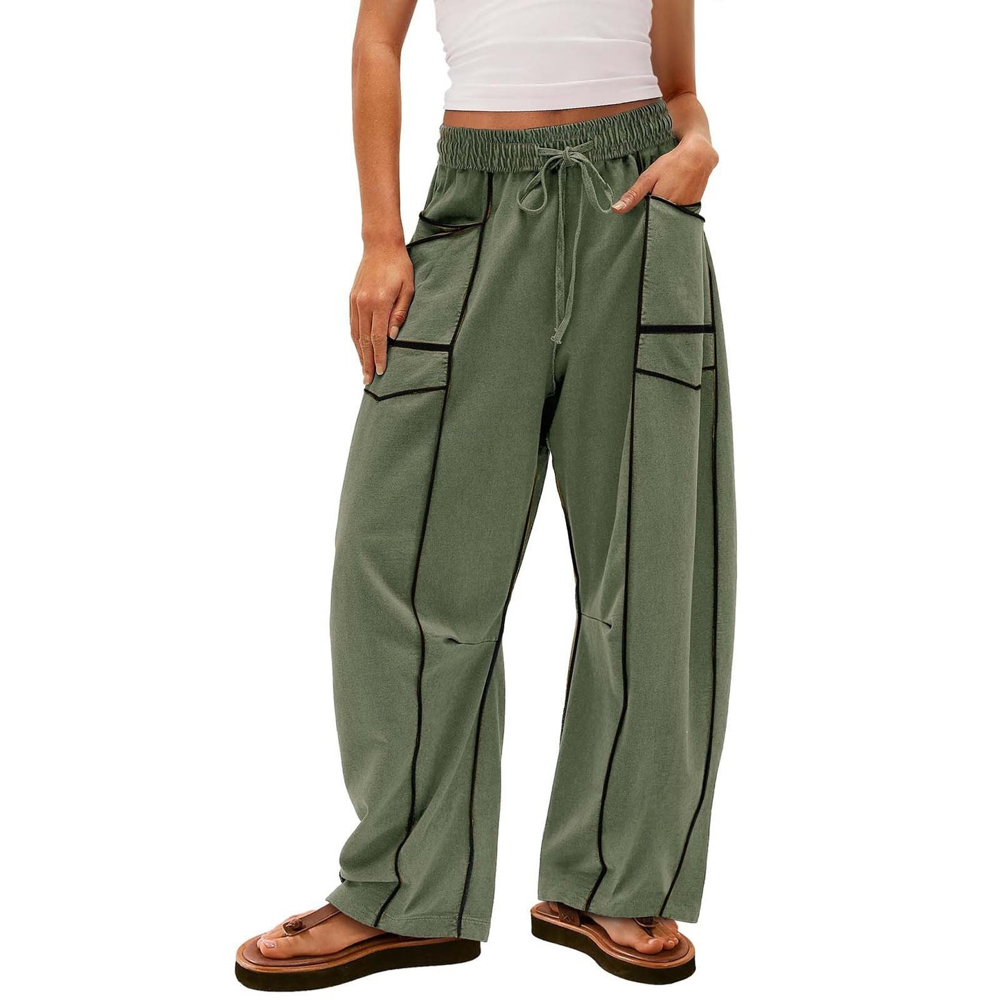 EverrLinked Women's Loose Wide-leg Pants Casual Drawstring Sweatpants