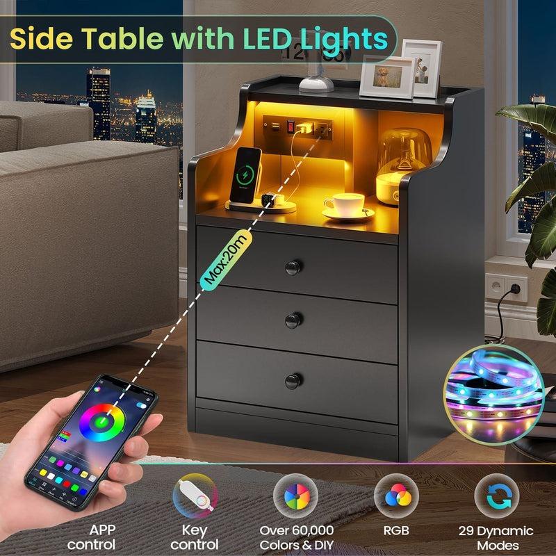 Smart Nightstand with Built-in Charging Station & Storage