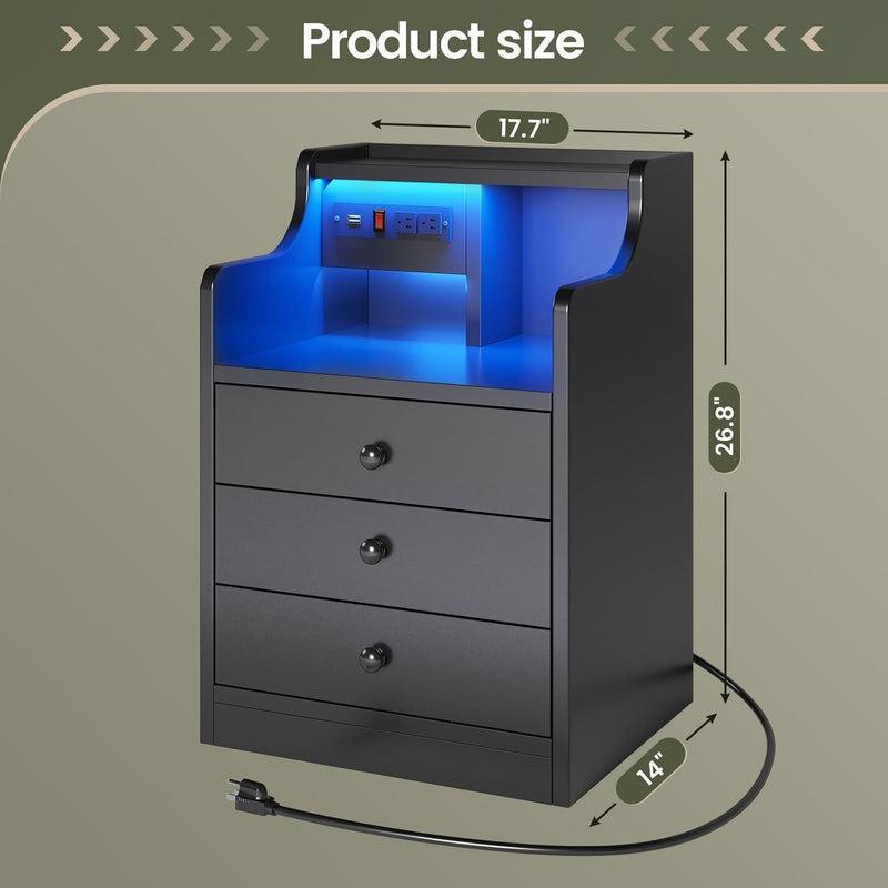 Smart Nightstand with Built-in Charging Station & Storage