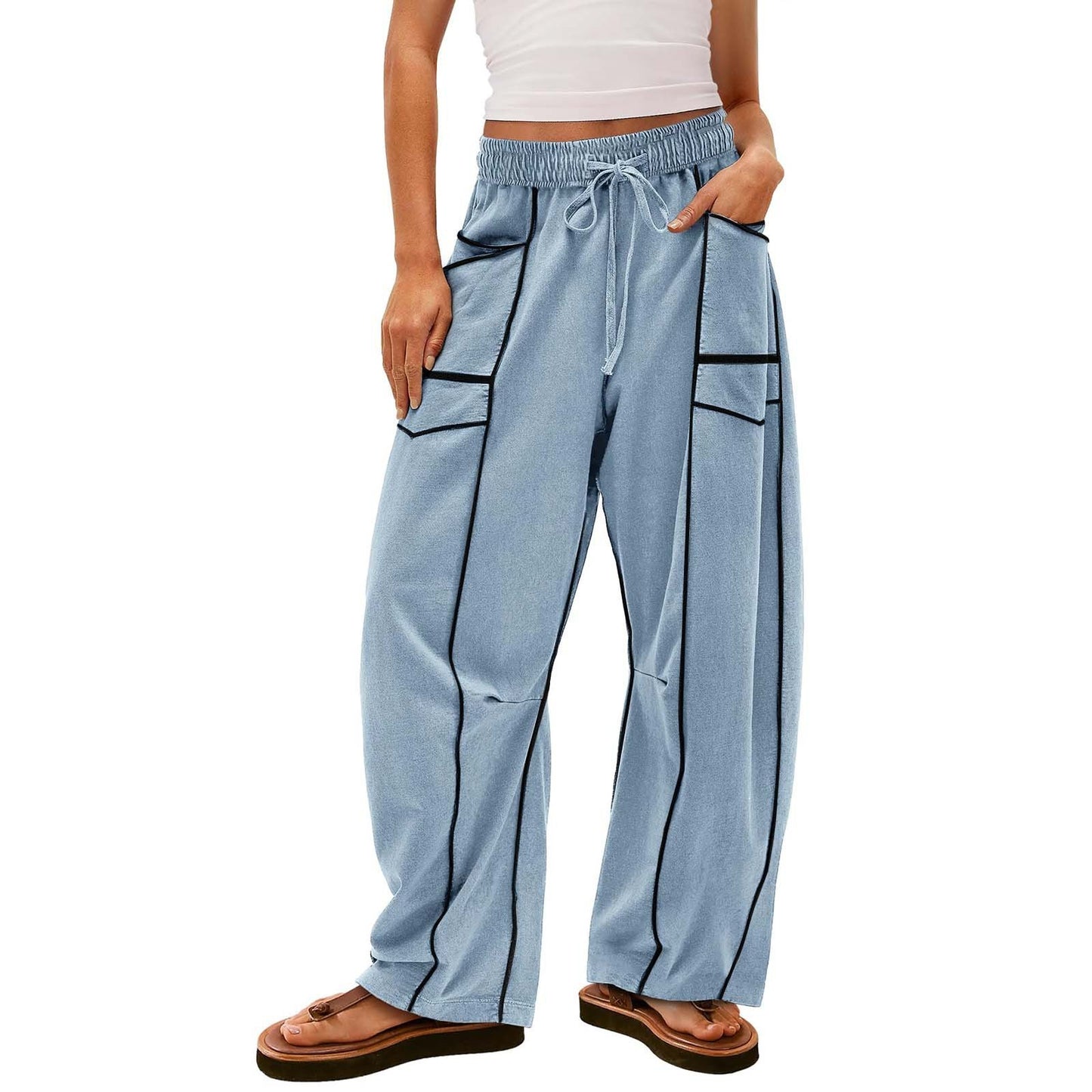 EverrLinked Women's Loose Wide-leg Pants Casual Drawstring Sweatpants
