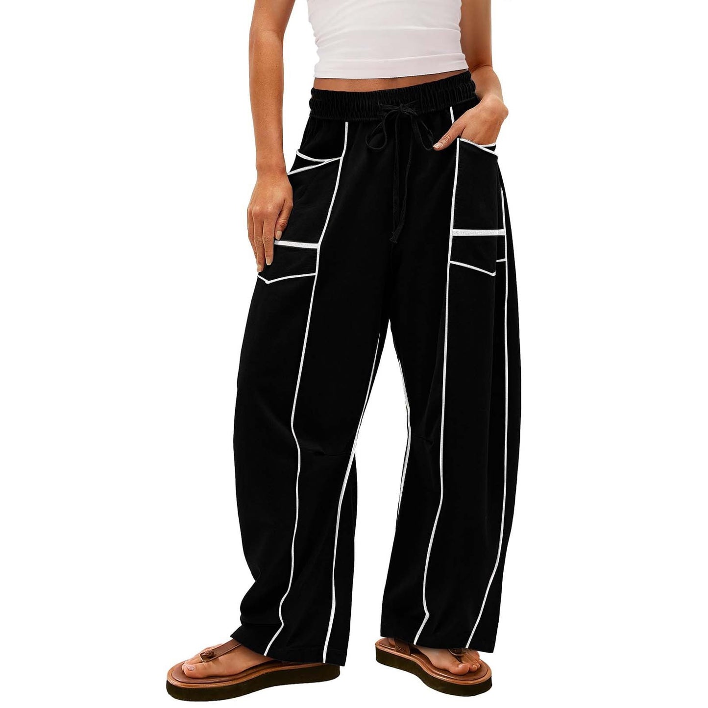 EverrLinked Women's Loose Wide-leg Pants Casual Drawstring Sweatpants