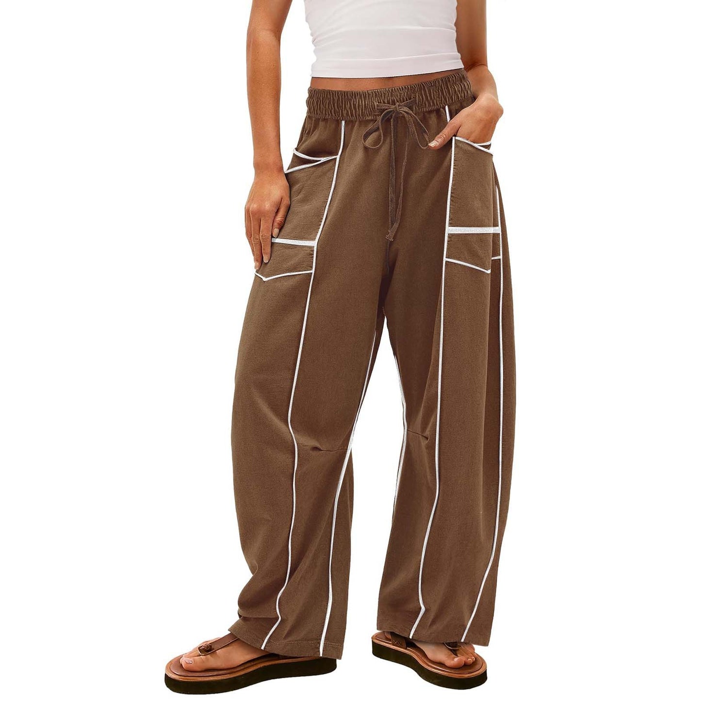 EverrLinked Women's Loose Wide-leg Pants Casual Drawstring Sweatpants