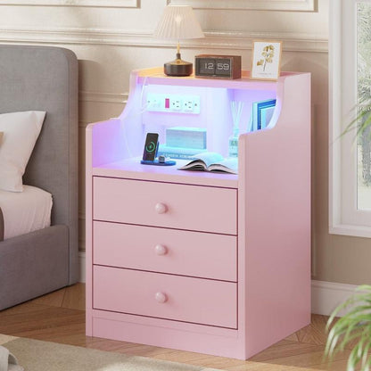 Smart Nightstand with Built-in Charging Station & Storage