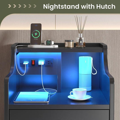 Smart Nightstand with Built-in Charging Station & Storage